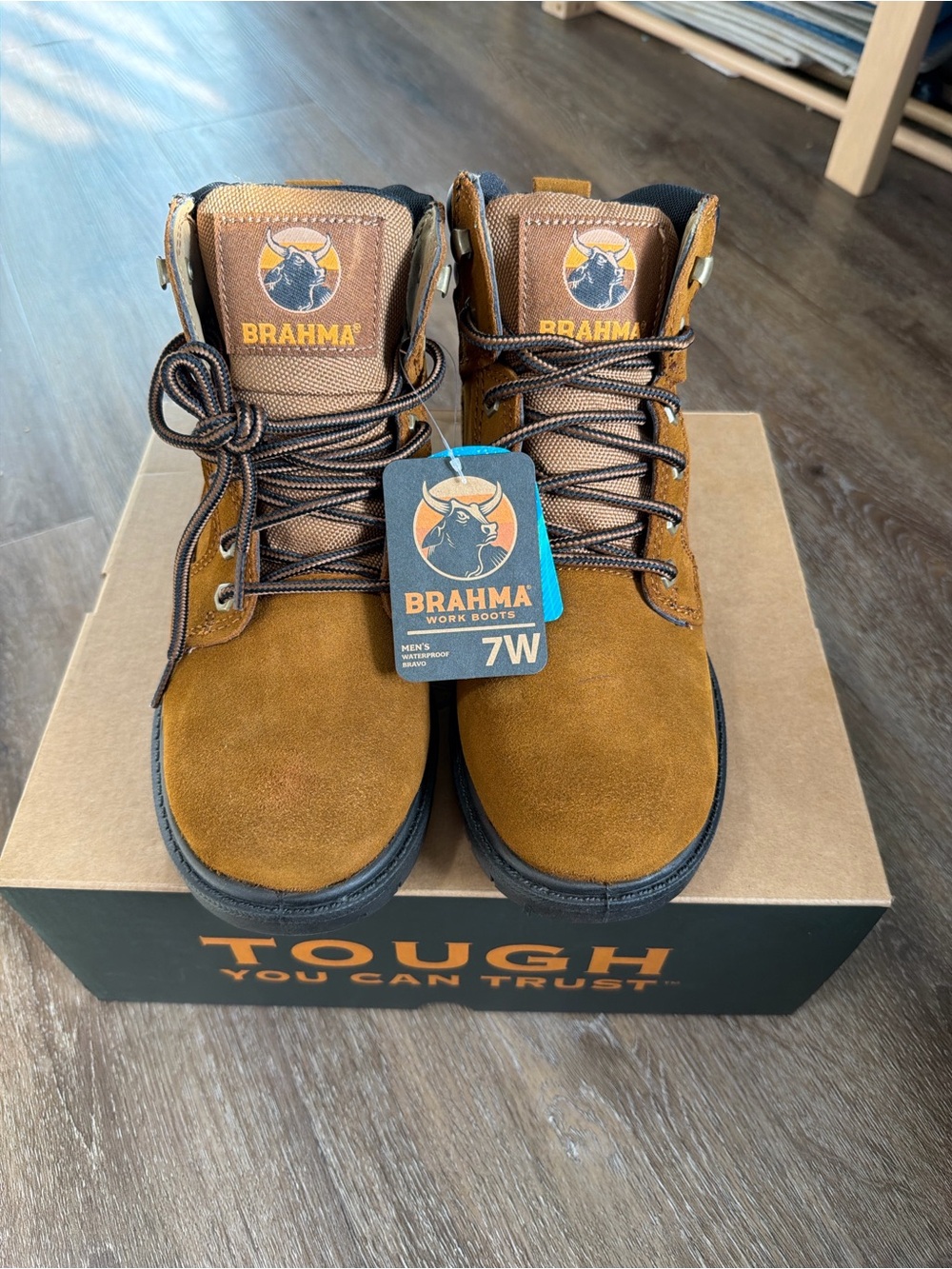 Brahma Men's Tan Suede Work Boots
